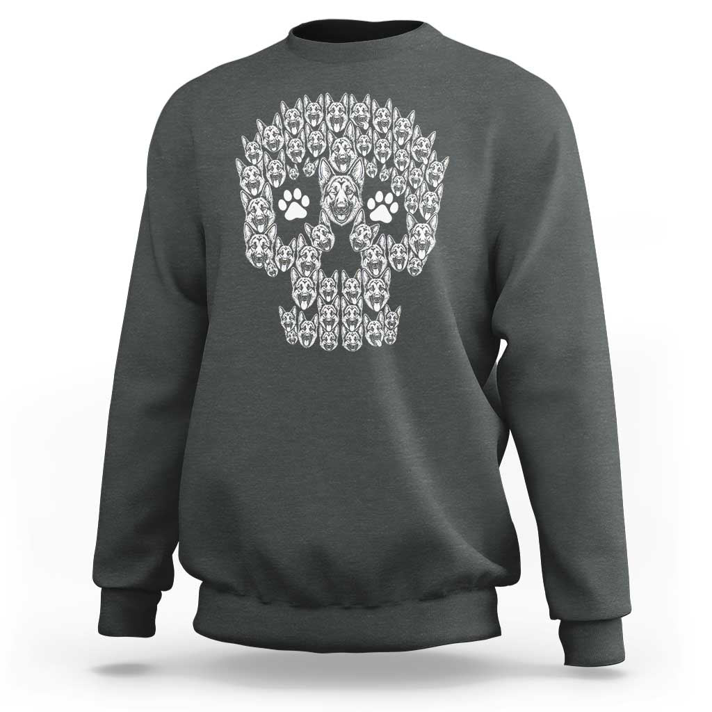 Funny German Shepherd Skull Halloween Sweatshirt Dog Lover Spooky Gift