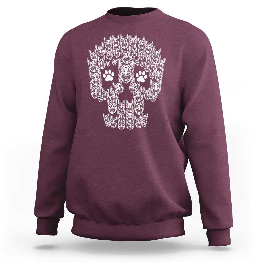 Funny German Shepherd Skull Halloween Sweatshirt Dog Lover Spooky Gift