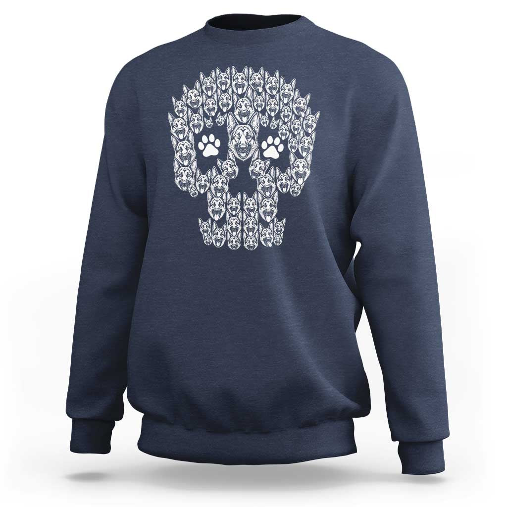 Funny German Shepherd Skull Halloween Sweatshirt Dog Lover Spooky Gift