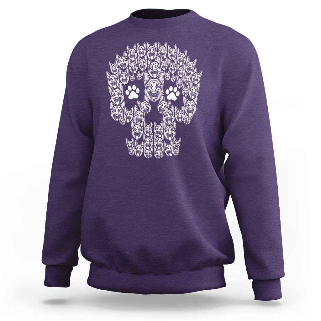 Funny German Shepherd Skull Halloween Sweatshirt Dog Lover Spooky Gift