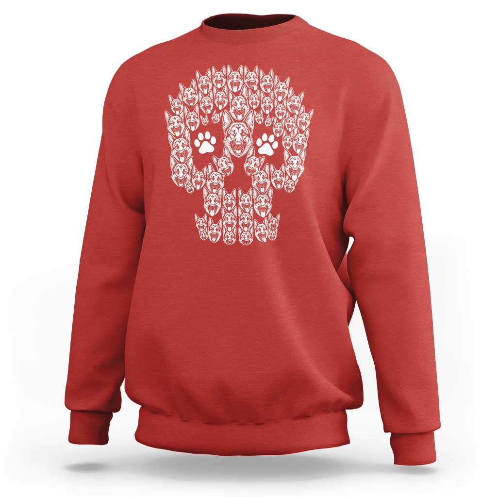 Funny German Shepherd Skull Halloween Sweatshirt Dog Lover Spooky Gift
