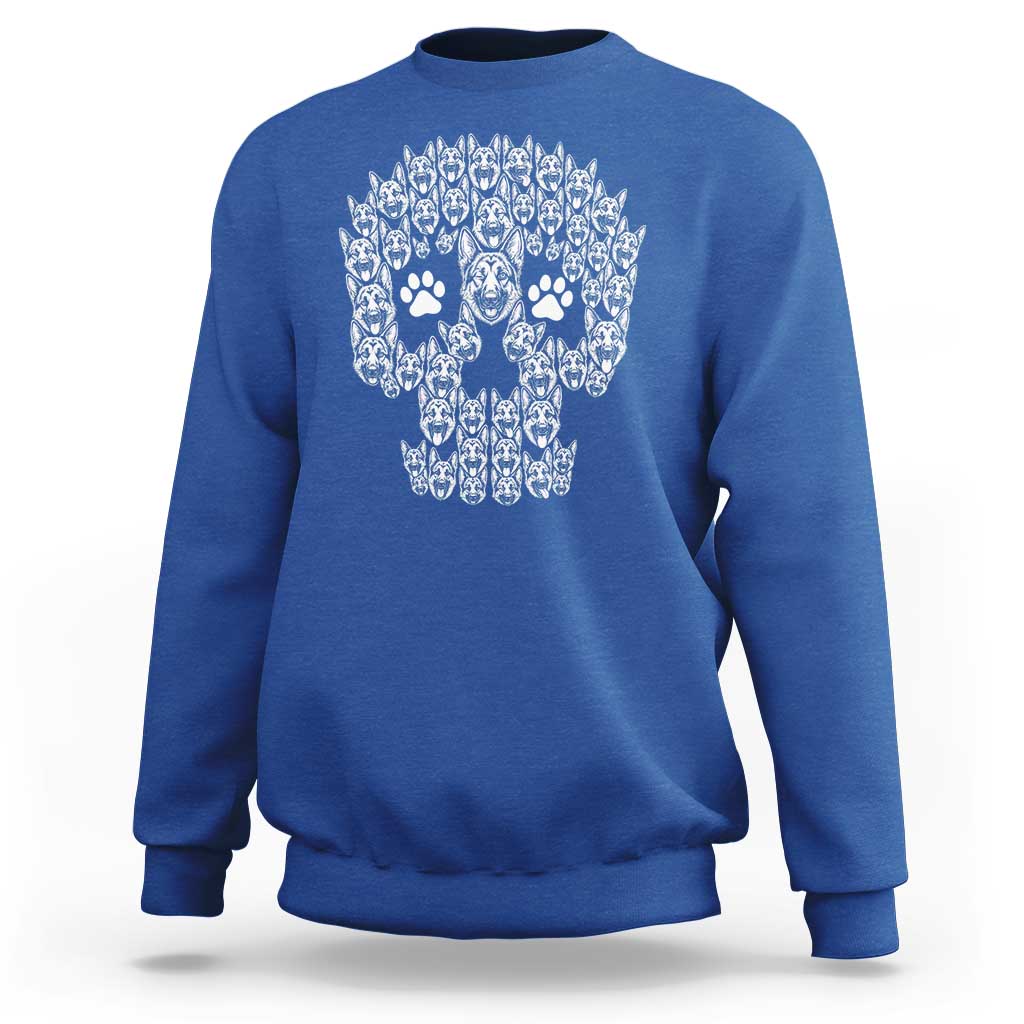 Funny German Shepherd Skull Halloween Sweatshirt Dog Lover Spooky Gift