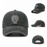 Funny German Shepherd Skull Halloween Washed Cotton Baseball Cap Dog Lover Spooky Gift