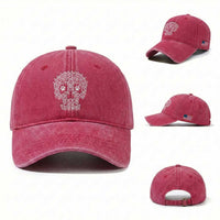 Funny German Shepherd Skull Halloween Washed Cotton Baseball Cap Dog Lover Spooky Gift