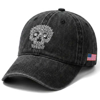 Funny German Shepherd Skull Halloween Washed Cotton Baseball Cap Dog Lover Spooky Gift