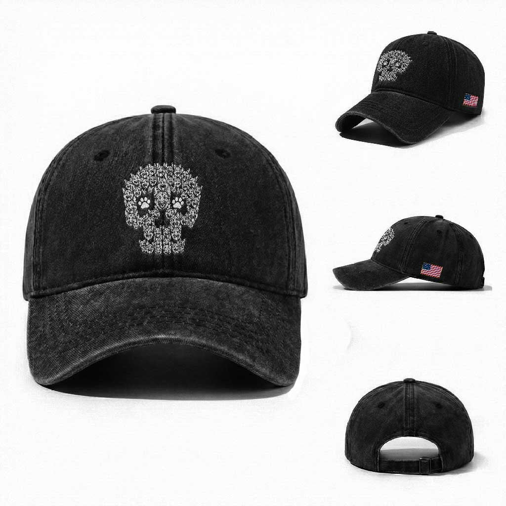 Funny German Shepherd Skull Halloween Washed Cotton Baseball Cap Dog Lover Spooky Gift