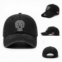 Funny German Shepherd Skull Halloween Washed Cotton Baseball Cap Dog Lover Spooky Gift
