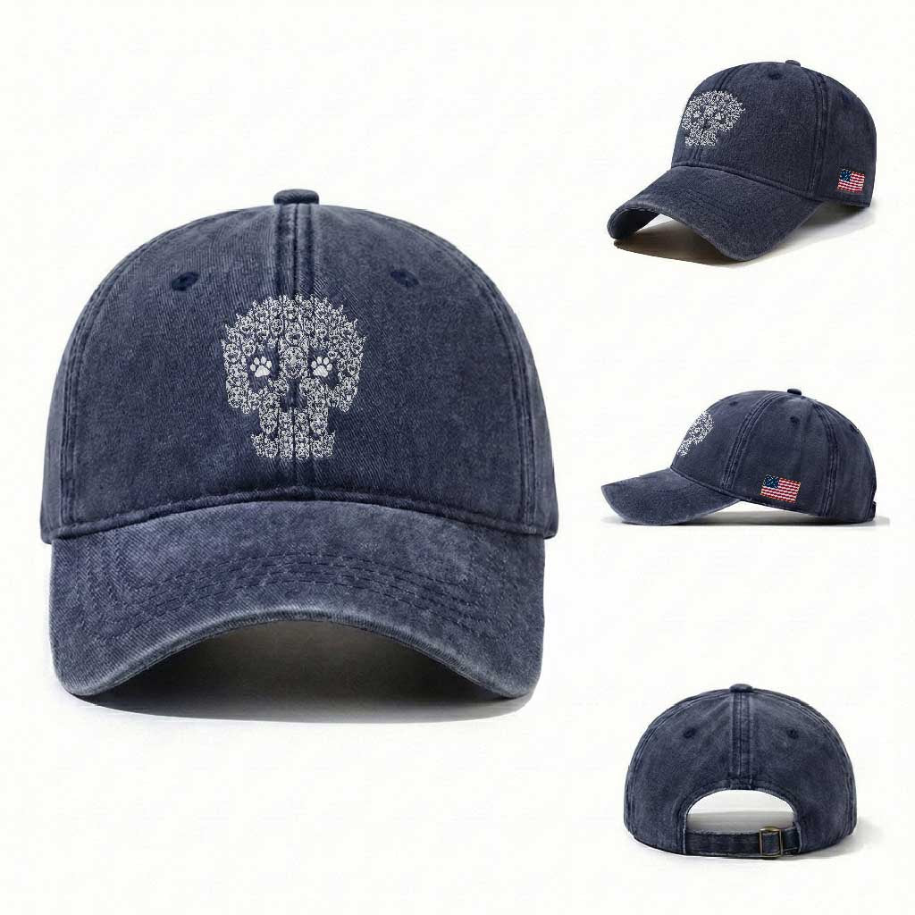 Funny German Shepherd Skull Halloween Washed Cotton Baseball Cap Dog Lover Spooky Gift