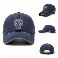 Funny German Shepherd Skull Halloween Washed Cotton Baseball Cap Dog Lover Spooky Gift