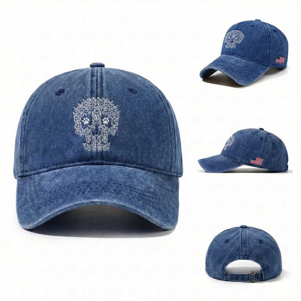 Funny German Shepherd Skull Halloween Washed Cotton Baseball Cap Dog Lover Spooky Gift