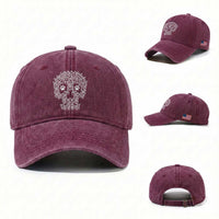 Funny German Shepherd Skull Halloween Washed Cotton Baseball Cap Dog Lover Spooky Gift