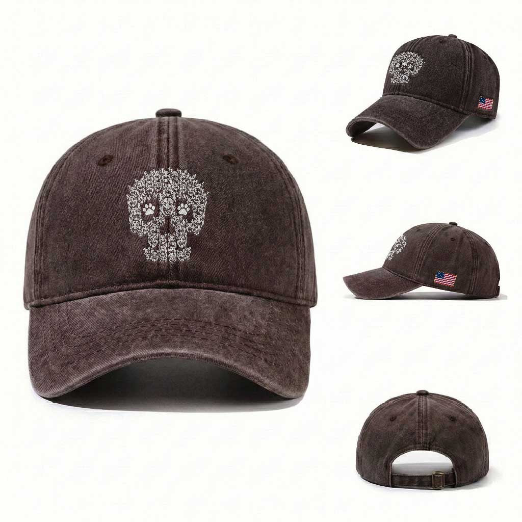Funny German Shepherd Skull Halloween Washed Cotton Baseball Cap Dog Lover Spooky Gift