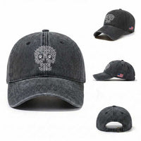 Funny German Shepherd Skull Halloween Washed Cotton Baseball Cap Dog Lover Spooky Gift