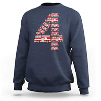 Fire Truck 4th Birthday Sweatshirt Firefighter Gift For Four Year Old Kid