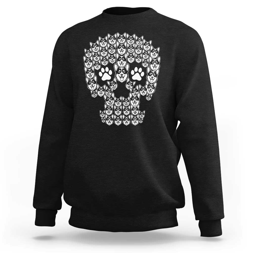 Funny Corgi Skull Halloween Sweatshirt Dog Lover Spooky Gift