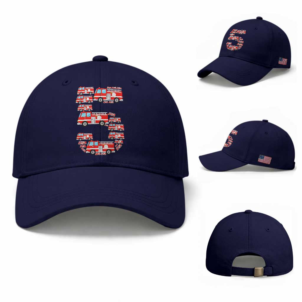 Fire Truck 5th Birthday Baseball Cap Firefighter Gift For Five Year Old Kid