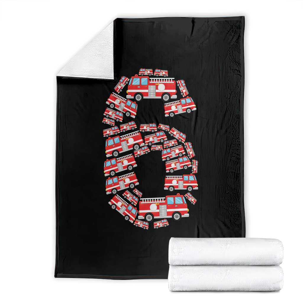 Fire Truck 6th Birthday Throw Blanket Firefighter Gift For Six Year Old Kid