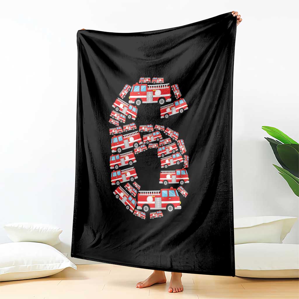 Fire Truck 6th Birthday Throw Blanket Firefighter Gift For Six Year Old Kid