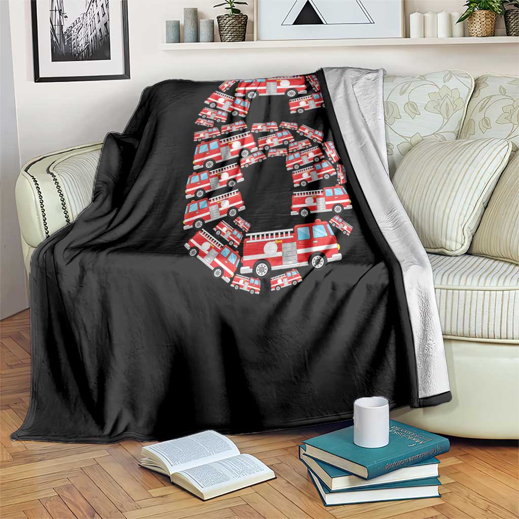 Fire Truck 6th Birthday Throw Blanket Firefighter Gift For Six Year Old Kid