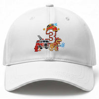 3rd Birthday Firefighter Dinosaur Baseball Cap Fire Engine Three Year Old Party Kids