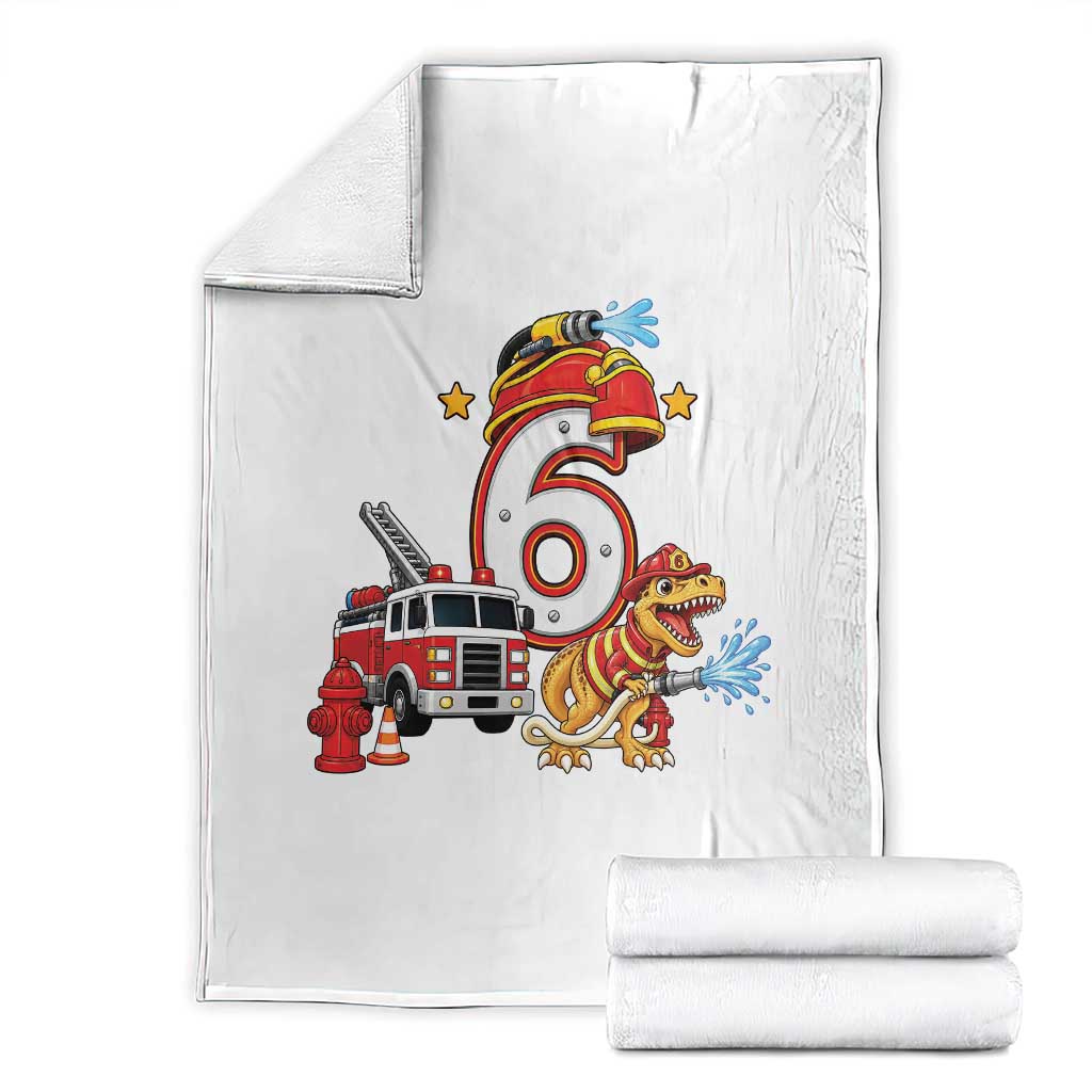 6th Birthday Firefighter Dinosaur Throw Blanket Fire Engine Six Year Old Party Kids