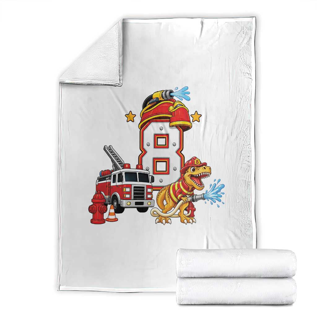 8th Birthday Firefighter Dinosaur Throw Blanket Fire Engine Eight Year Old Party Kids