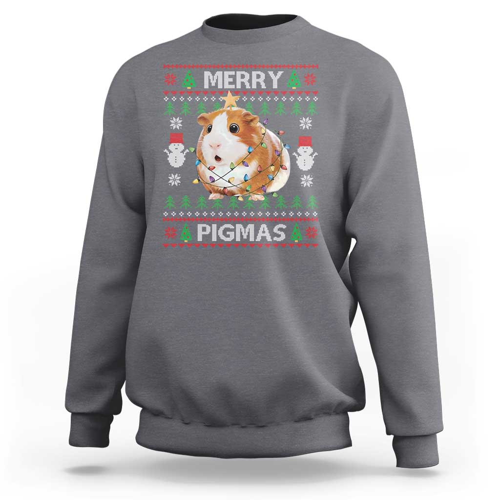 Merry Pigmas Ugly Christmas Sweatshirt Guinea Pig Lover - Wonder Print Shop