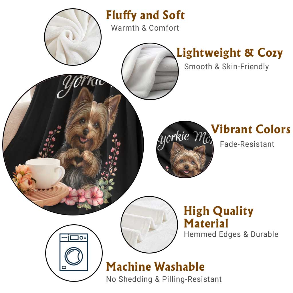 Cute Yorkie Mama Throw Blanket Yorkshire Terrier Dog Lover