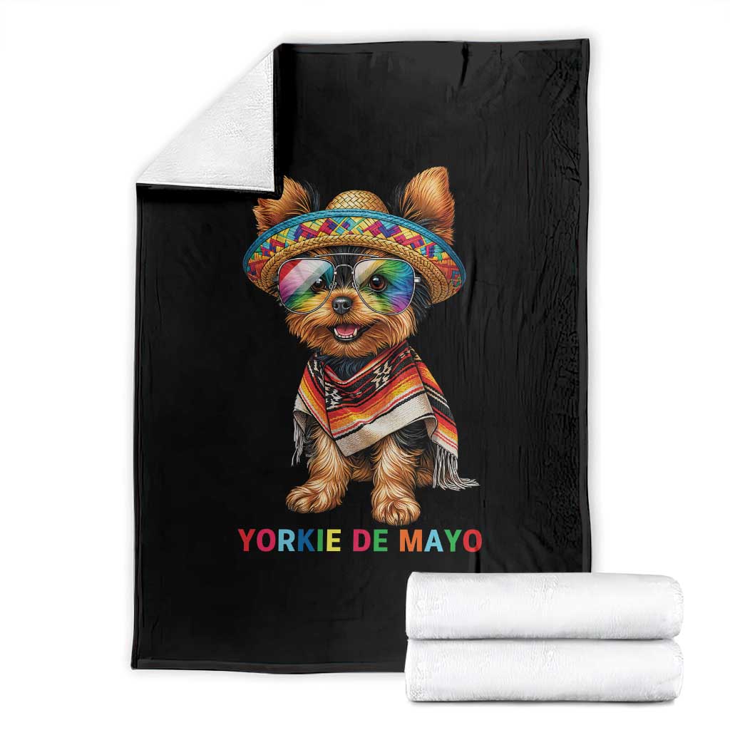 Yorkie De Mayo Throw Blanket Cinco De Mayo Dog Lover
