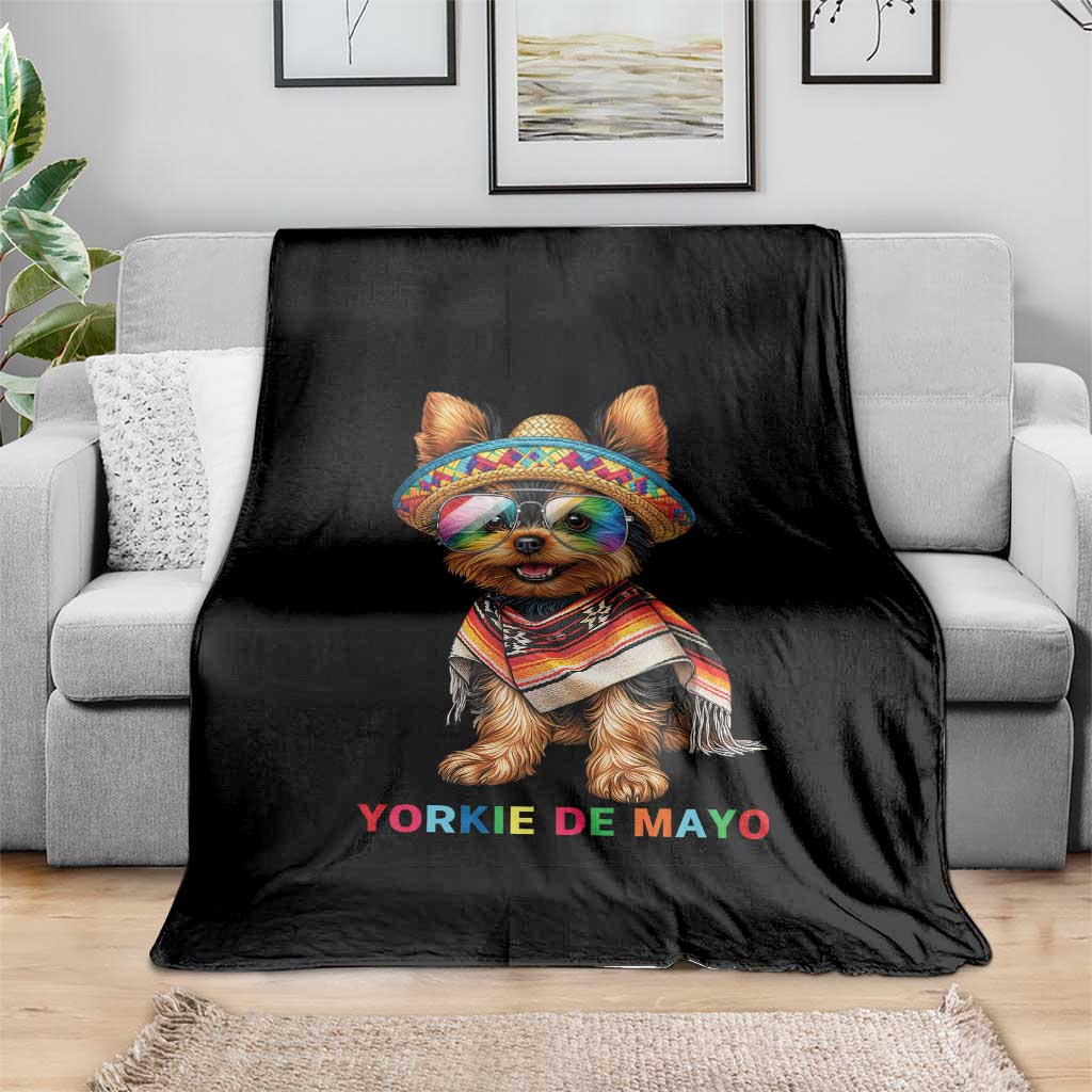 Yorkie De Mayo Throw Blanket Cinco De Mayo Dog Lover