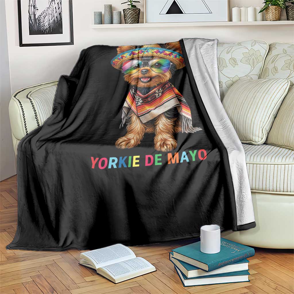 Yorkie De Mayo Throw Blanket Cinco De Mayo Dog Lover
