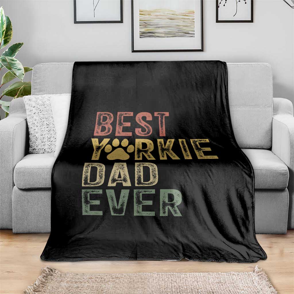 Best Yorkie Dad Ever Throw Blanket Retro Vintage Yorkshire Terrier Gift