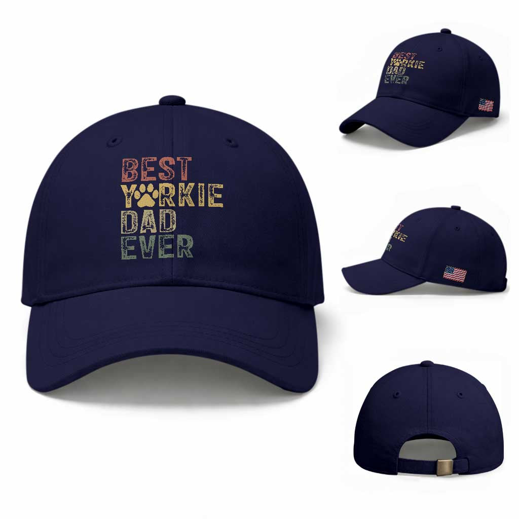 Best Yorkie Dad Ever Baseball Cap Retro Vintage Yorkshire Terrier Gift