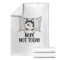 Lazy Siberian Husky Meme Throw Blanket Nope Not Today