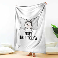 Lazy Siberian Husky Meme Throw Blanket Nope Not Today