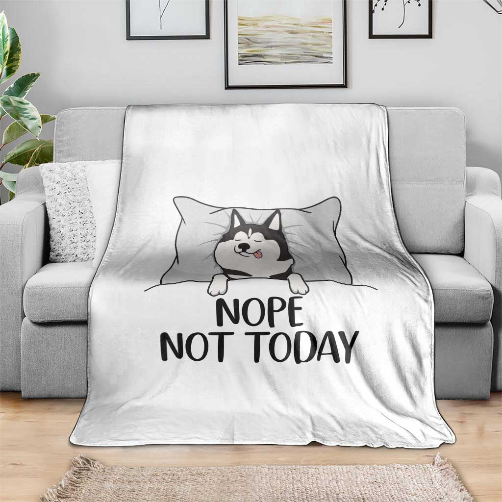 Lazy Siberian Husky Meme Throw Blanket Nope Not Today
