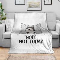 Lazy Siberian Husky Meme Throw Blanket Nope Not Today