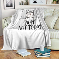 Lazy Siberian Husky Meme Throw Blanket Nope Not Today