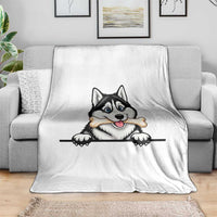 Cute Siberian Husky Puppy Throw Blanket Chewing Bone Meme