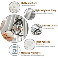 Cute Siberian Husky Puppy Throw Blanket Chewing Bone Meme
