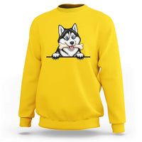 Cute Siberian Husky Puppy Sweatshirt Chewing Bone Meme