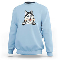 Cute Siberian Husky Puppy Sweatshirt Chewing Bone Meme