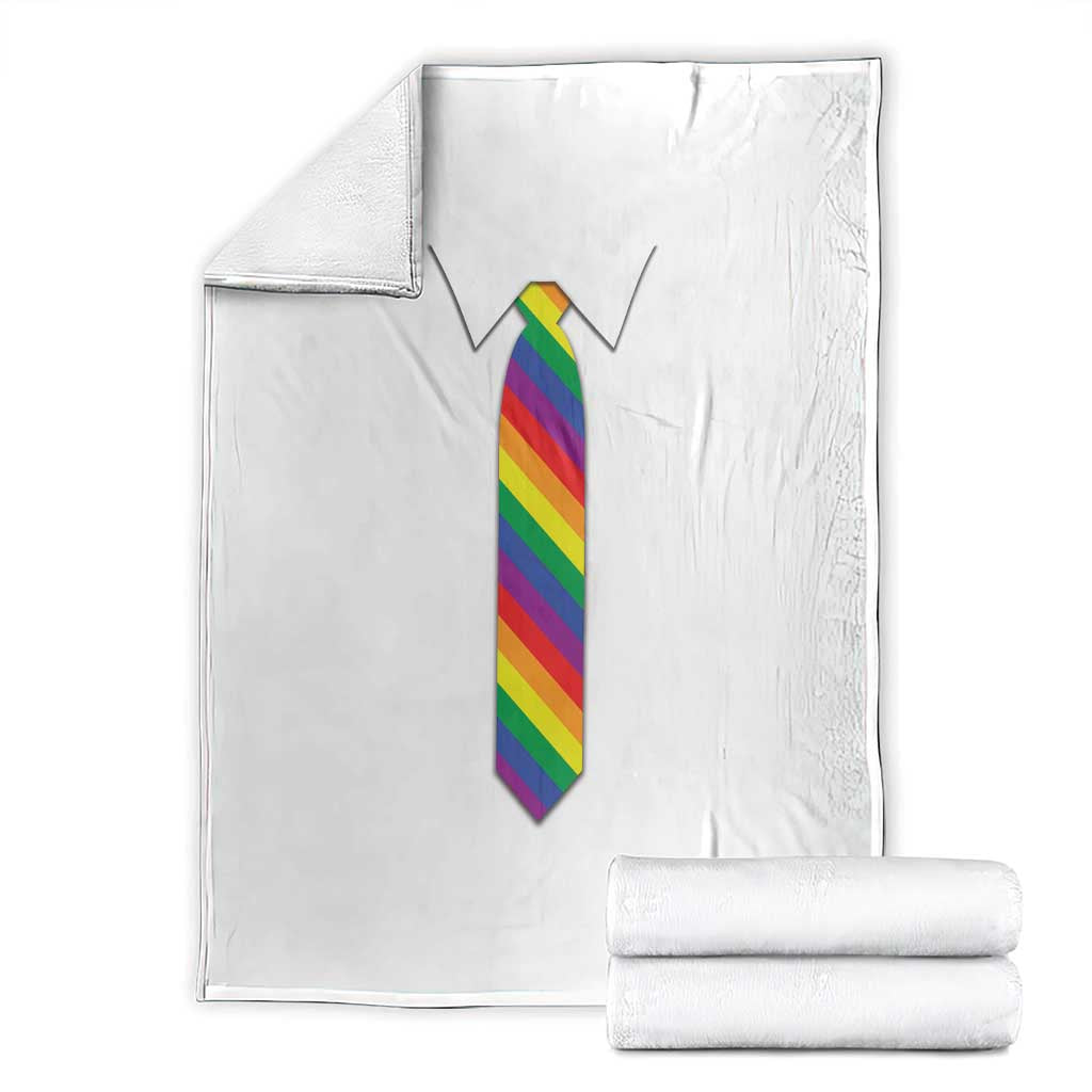 Funny Rainbow Striped Necktie Throw Blanket LGBT Pride Support Graphic