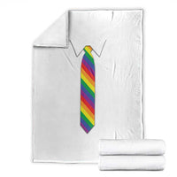 Funny Rainbow Striped Necktie Throw Blanket LGBT Pride Support Graphic