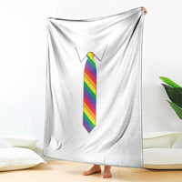 Funny Rainbow Striped Necktie Throw Blanket LGBT Pride Support Graphic