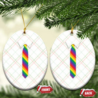 Funny Rainbow Striped Necktie Ceramic Ornament LGBT Pride Support Graphic