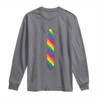 Funny Rainbow Striped Necktie Long Sleeve Shirt LGBT Pride Support Graphic