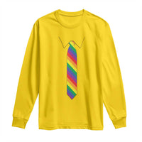 Funny Rainbow Striped Necktie Long Sleeve Shirt LGBT Pride Support Graphic