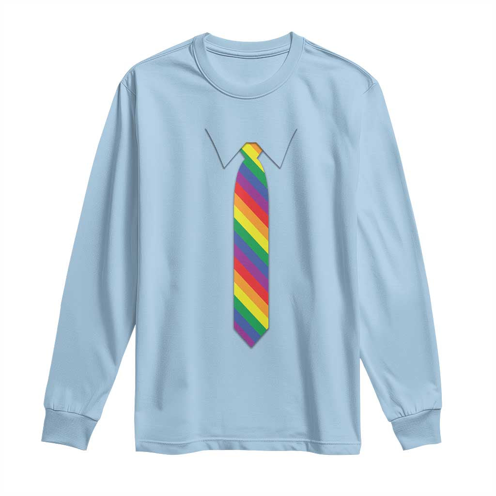 Funny Rainbow Striped Necktie Long Sleeve Shirt LGBT Pride Support Graphic