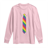Funny Rainbow Striped Necktie Long Sleeve Shirt LGBT Pride Support Graphic